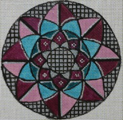 click here to view larger image of Kaleidoscope w/Pink/Maroon/Turquoise/Grey (hand painted canvases)