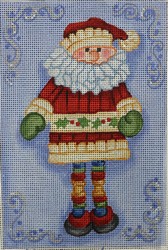 click here to view larger image of Blue/Silver Shelf Santa (hand painted canvases)