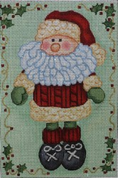 click here to view larger image of Mint Green Elf Santa w/Holly and Berries (hand painted canvases)