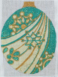 click here to view larger image of Turquoise/Gold Ornament (hand painted canvases)