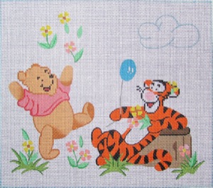 click here to view larger image of Pooh and Tigger at Play (hand painted canvases)