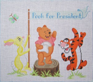 click here to view larger image of Pooh for President    (hand painted canvases)