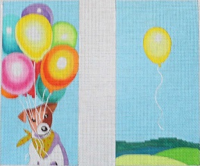 click here to view larger image of Dog w/Balloons Eyeglass Case (hand painted canvases)