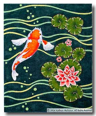 click here to view larger image of Koi Bolster Pillow (hand painted canvases)