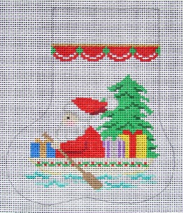 click here to view larger image of Boating Santa Mini Sock (hand painted canvases)