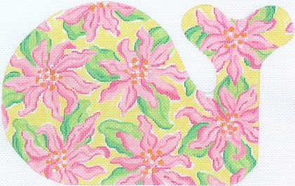 click here to view larger image of Lilly-inspired Dahlias Medium Whale  (hand painted canvases 2)