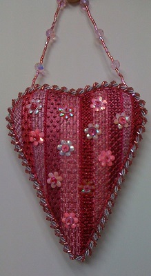 click here to view larger image of Flower Sequin Heart (hand painted canvases)