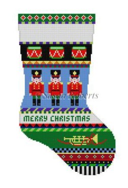 click here to view larger image of Bold Stripe Nutcracker Midi Stocking (hand painted canvases)