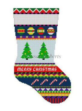 click here to view larger image of Bold Stripe Trees Midi Stocking (hand painted canvases)