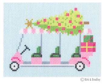 click here to view larger image of Palm Beach Christmas - Golf Cart w/Tree (printed canvas)