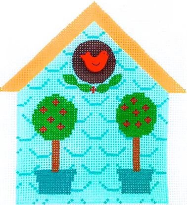 click here to view larger image of Topiary Birdhouse (hand painted canvases)