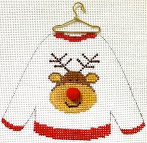 click here to view larger image of Sweater - Reindeer w/Stitch Guide (hand painted canvases)