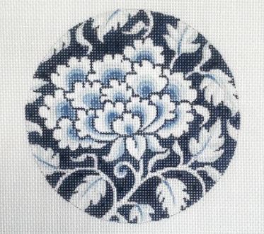 click here to view larger image of Blue Delft Round (hand painted canvases)