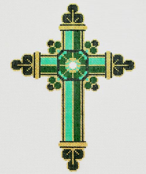 click here to view larger image of Cross - Green (hand painted canvases)