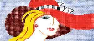click here to view larger image of Lady w/Red Hat (hand painted canvases)