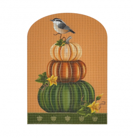 click here to view larger image of Pumpkin Topiary w/Nuthatch (printed canvas)