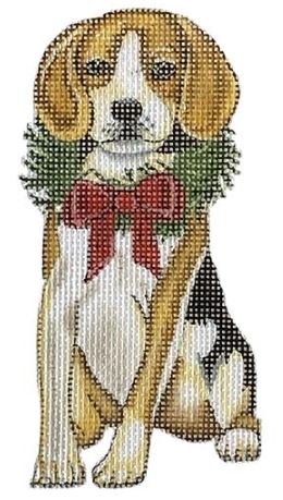 click here to view larger image of Holiday Beagle Ornament (hand painted canvases)