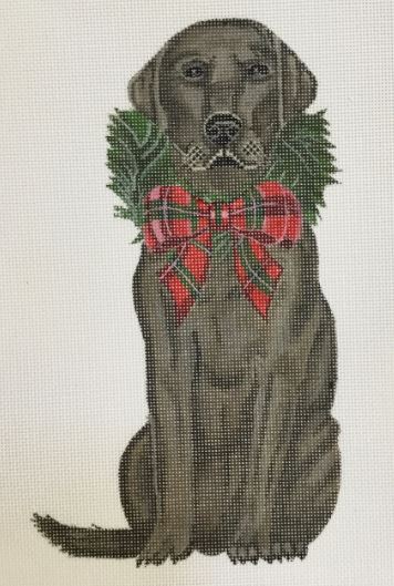 click here to view larger image of Holiday Chocolate Lab Ornament (hand painted canvases)