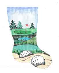 click here to view larger image of Mini Sock - Gold Course (hand painted canvases)