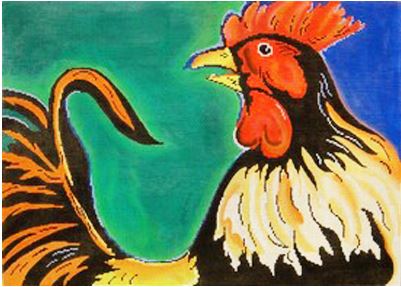 click here to view larger image of Rooster Rectangle (hand painted canvases)
