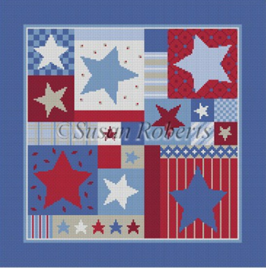 click here to view larger image of Star Patchwork (hand painted canvases)