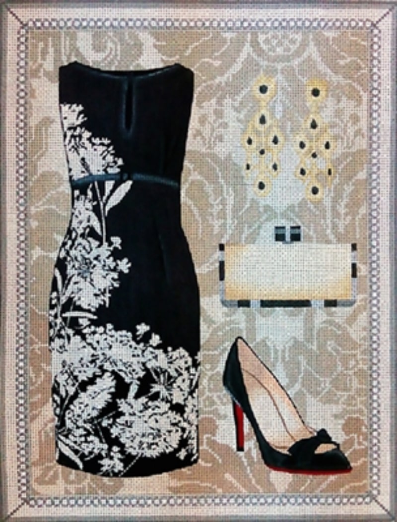 click here to view larger image of Floral Sheath Ensemble (hand painted canvases)