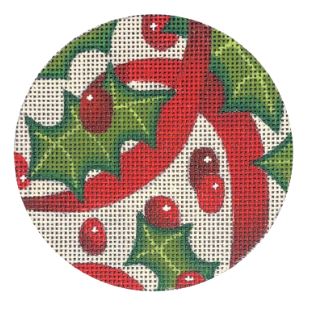 click here to view larger image of Holly Berry Ornament (hand painted canvases)