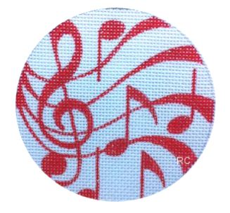 click here to view larger image of Music Ornament/Red (hand painted canvases)