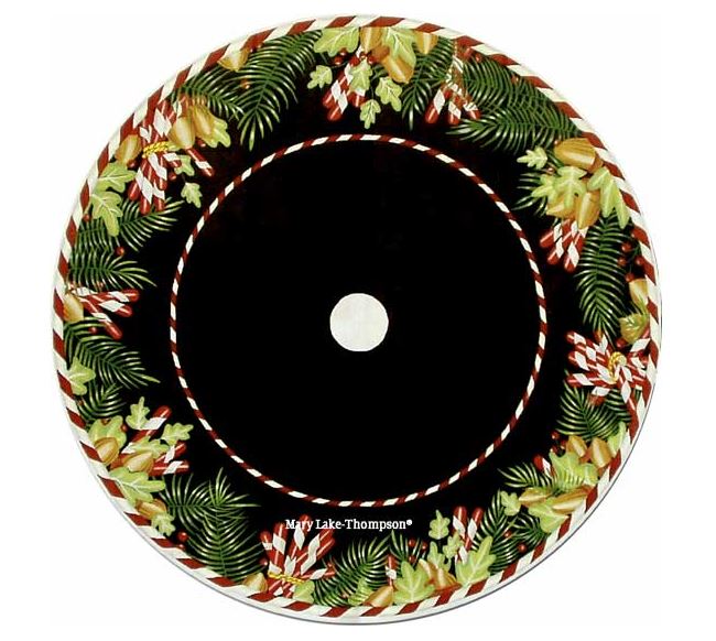 click here to view larger image of Candy Cane Tree Skirt - Black (hand painted canvases)