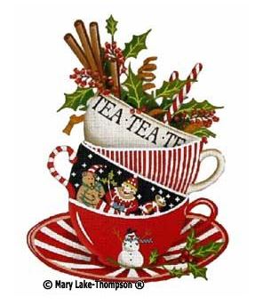 click here to view larger image of Christmas Teacups  (hand painted canvases)