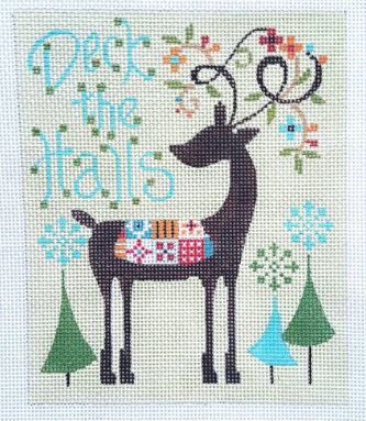 click here to view larger image of Deck the Halls Deer (hand painted canvases)