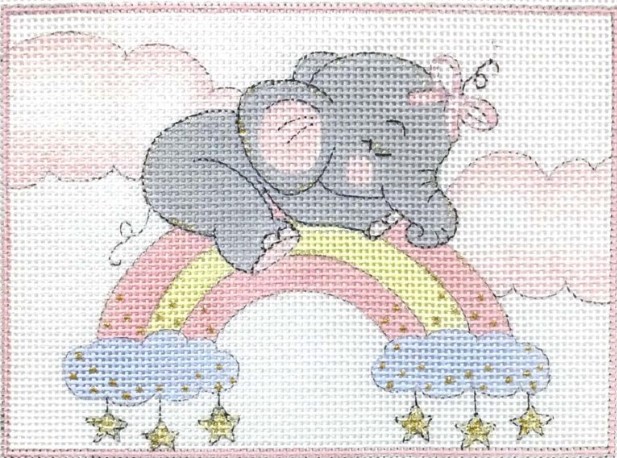 click here to view larger image of Sleepy Elephant on Rainbow (hand painted canvases)