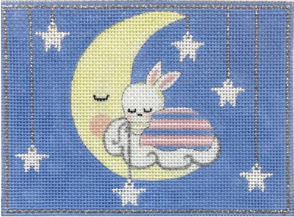 click here to view larger image of Sleepy Bunny on Moon (hand painted canvases)