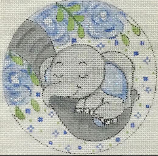 click here to view larger image of Baby Elephant w/Flowers Boy (hand painted canvases)