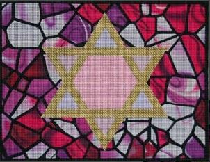 click here to view larger image of Pink Stained Glass Tallis Bag (hand painted canvases)