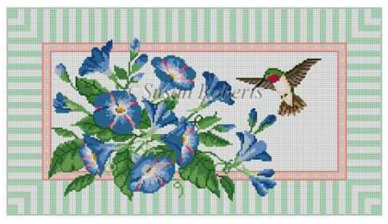 click here to view larger image of Morning Glories w/Hummingbird (hand painted canvases)