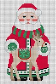 click here to view larger image of Red Coat Santa w/Reindeer  (hand painted canvases)