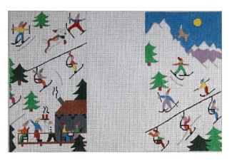 click here to view larger image of Ski Slope Scene Eyeglass Case (hand painted canvases)