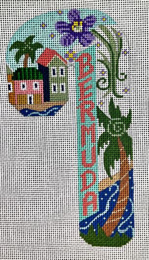 click here to view larger image of Travel Candy Cane - Bermuda (hand painted canvases)
