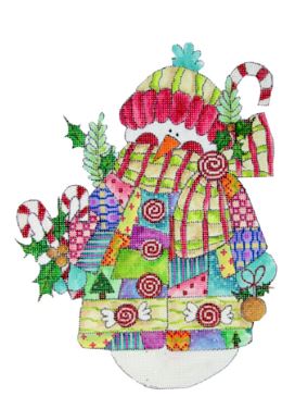 click here to view larger image of Candy Cane and Patchwork Snowman, The (hand painted canvases)