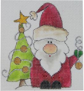 click here to view larger image of Santa Gnome w/Christmas Tree (hand painted canvases)