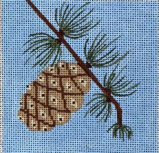 click here to view larger image of Pine Cone Coaster (hand painted canvases)
