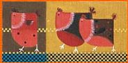 click here to view larger image of Checkerboard Chickens (hand painted canvases)
