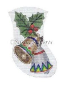 click here to view larger image of Christmas Bells Mini Stocking (hand painted canvases)