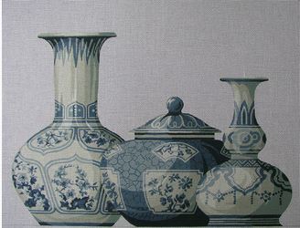 click here to view larger image of Trio of Vases (hand painted canvases)