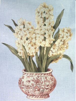 click here to view larger image of Vase w/Hyacinth (hand painted canvases)