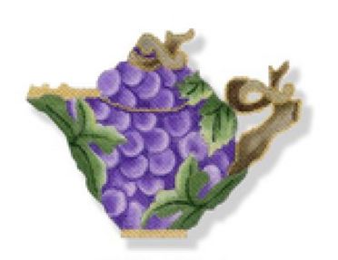 click here to view larger image of Teapot - Grapes (hand painted canvases)