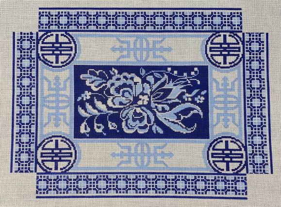 click here to view larger image of Blue and White Asian Floral (hand painted canvases)