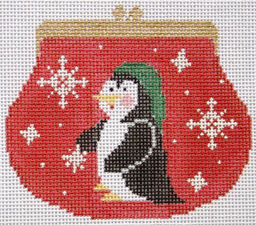 click here to view larger image of Penguin Purse Ornament w/Stitch Guide (hand painted canvases)