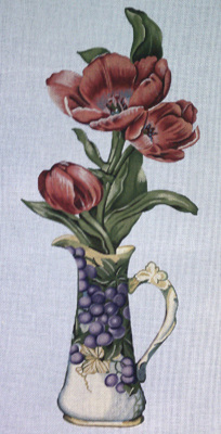 click here to view larger image of Red Tulips in Grage Vase (hand painted canvases)